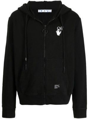 Off-White logo-print zip-fastening hoodie