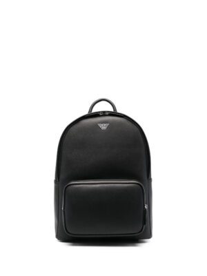 Emporio Armani logo-print leather backpack