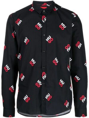 HUGO  logo-print cotton shirt