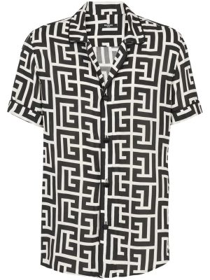 Balmain  monogram-print short-sleeved shirt