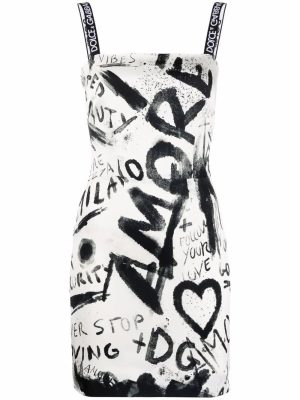 Dolce & Gabbana  DG graffiti print charmeuse minidress