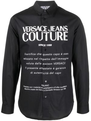 Versace logo-print stretch-cotton shirt