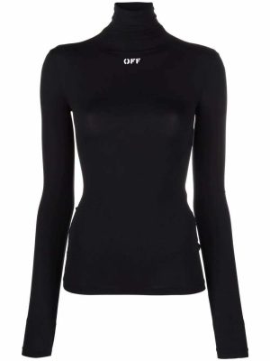 Off-White  logo-print roll neck top
