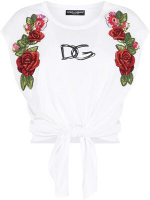 Dolce & Gabbana  floral-appliqué logo crop top