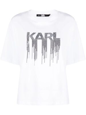 Karl Lagerfeld  rhinestone-embellished organic-cotton T-shirt