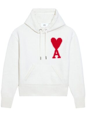 AMI Paris  logo-intarsia knit hoodie